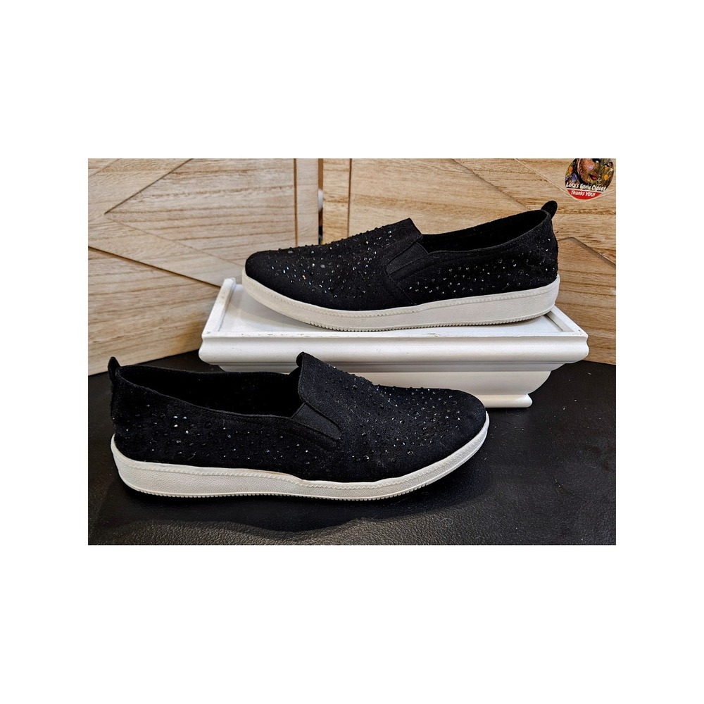 Skechers Black Slip-On Sneakers Women 9 Studded Affair Poppy 100122W #709